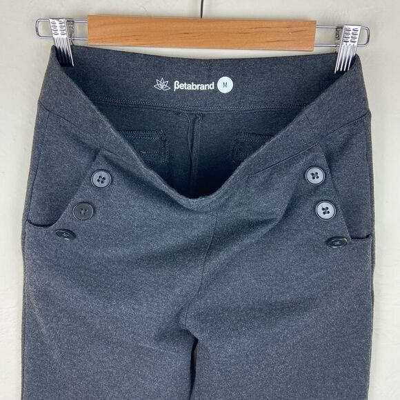 Betabrand Six Button Straight Leg Yoga Dress Pant - Charcoal Gray - Picture 8 of 8